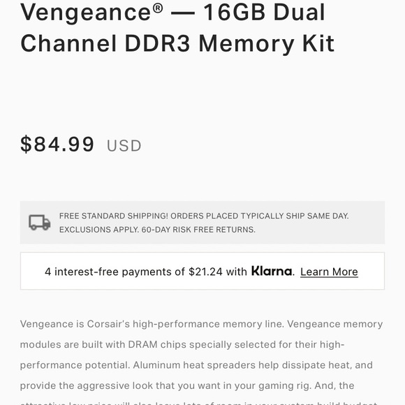 Corsair Vengeance 16GB RAM (2x8GB) DDR3 1600 MHz (PC3 12800) Desktop Memory 1.5V - Picture 10 of 11